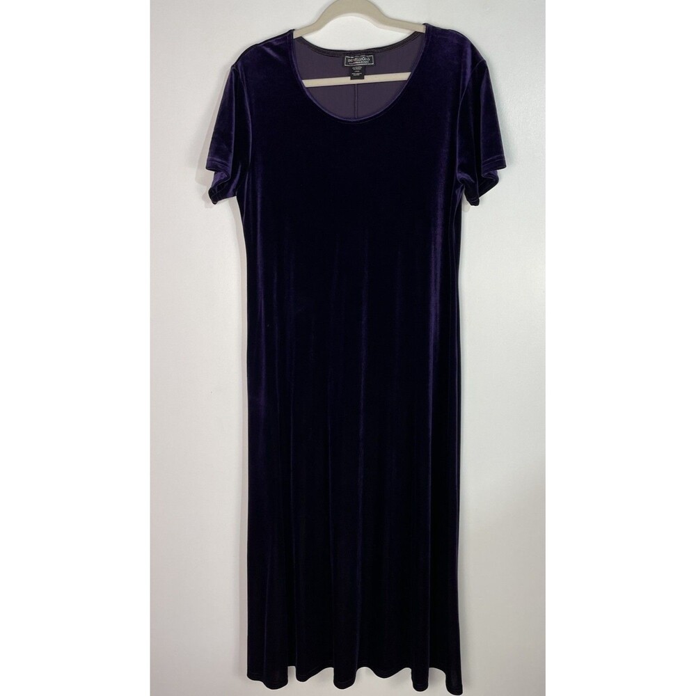 Vtg Whimsigoth Maxi Dress L Purple Velvet Dark Romantic Fairygrunge Holidays